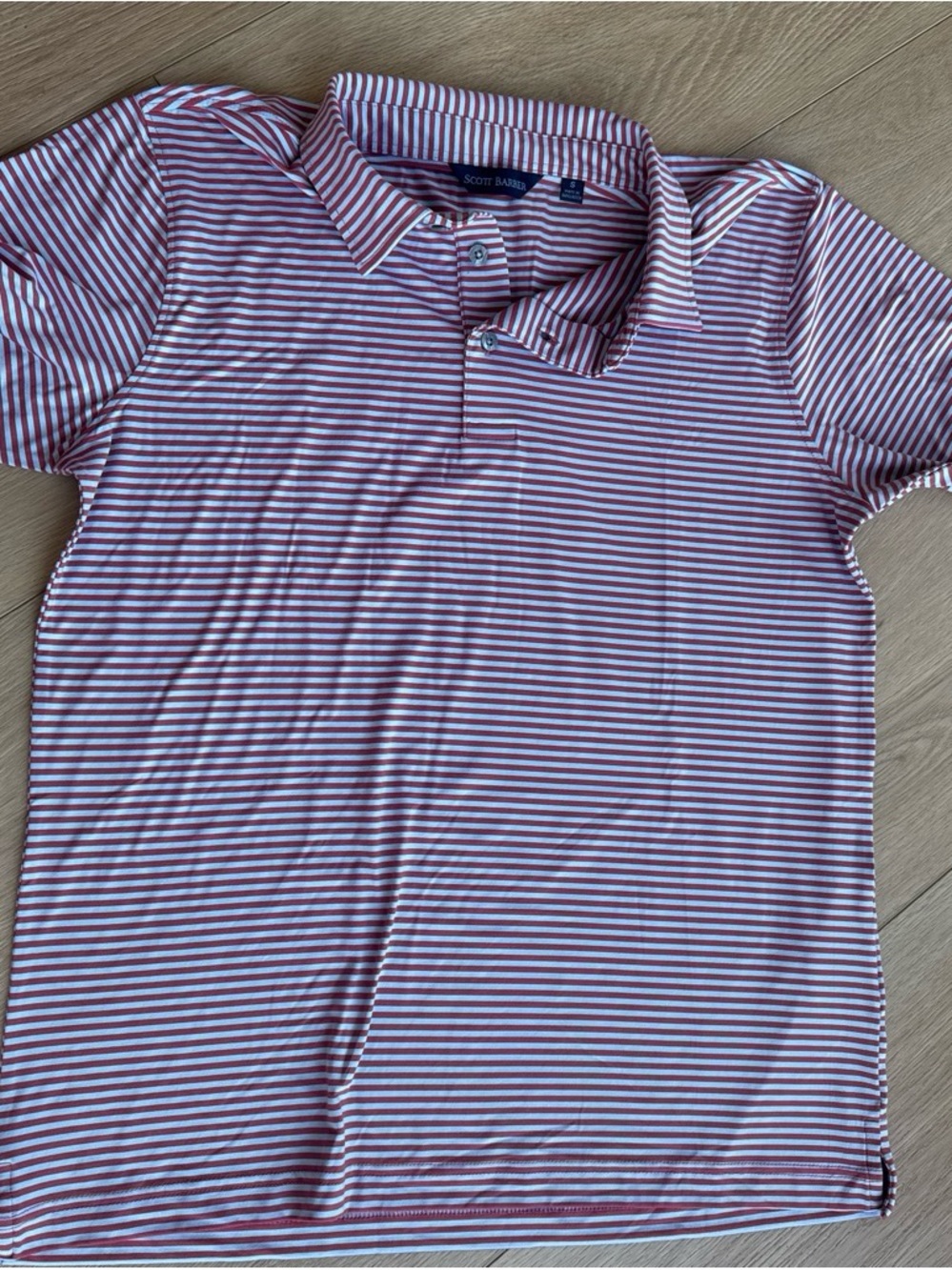 Scott Barber Men's Red & White Striped Polo
